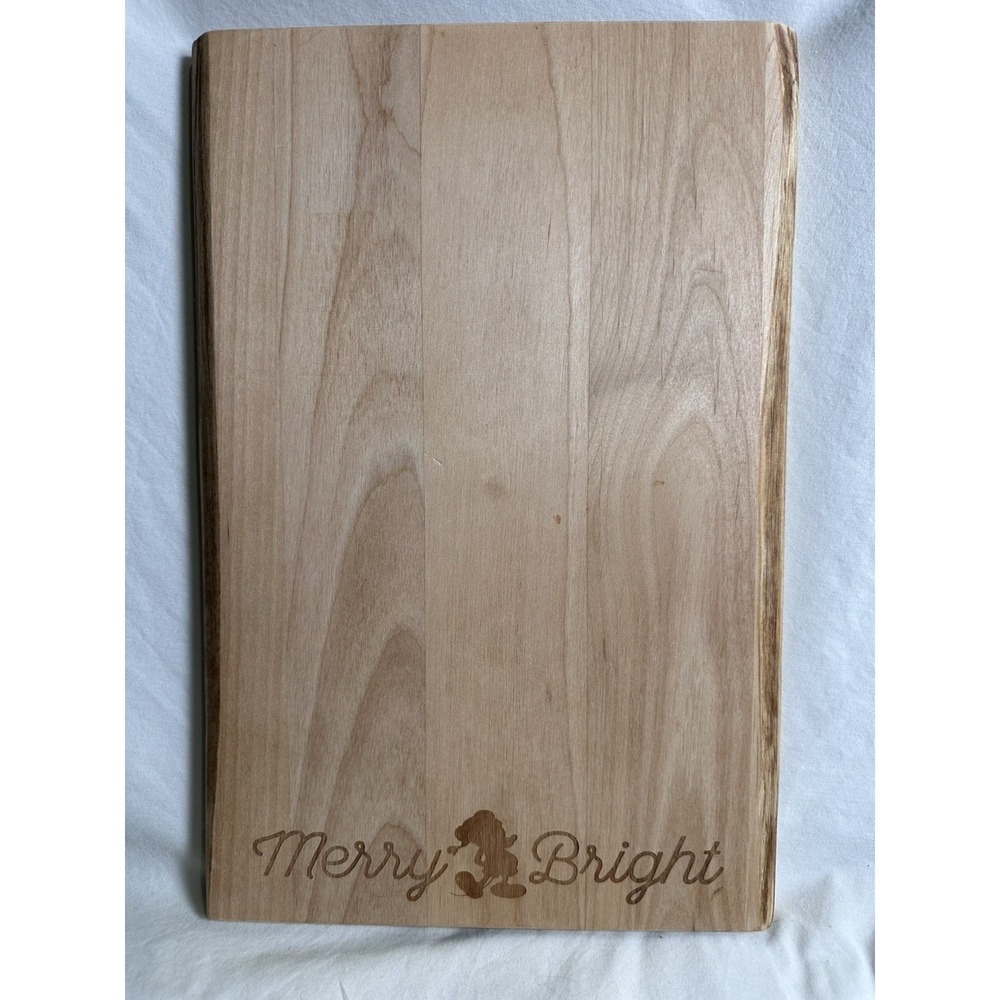 Disney Parks Santa Mickey Merry & Bright Wooden Cheese Board Cutting Board